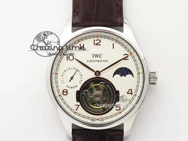 MIROTIME 0516 Efficient Portuguese Tourbillon IW5463 SS ZF Best Edition White Dial on Black Leather Strap 7170